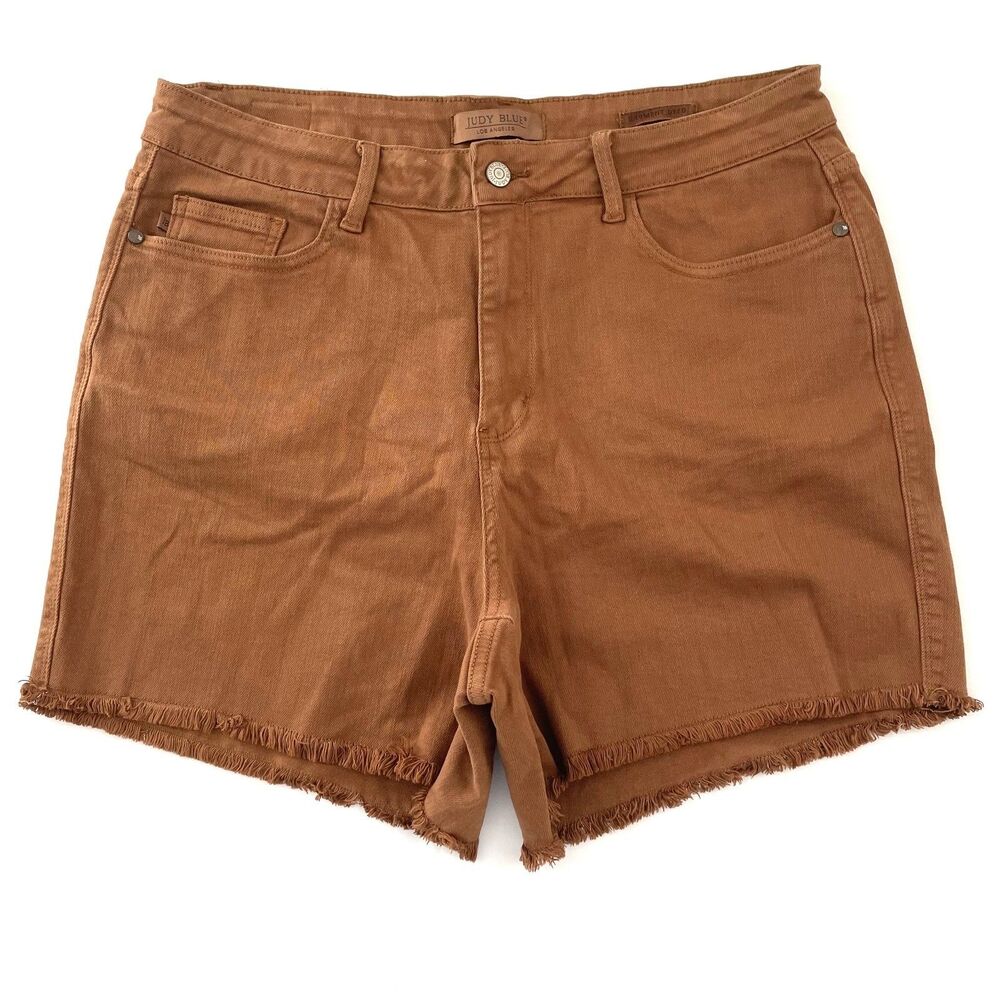Judy Blue Women’s 2XL Brown Stretch Denim Cutoff Shorts Raw Hem